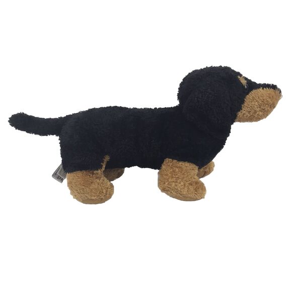 Aurora 12" Daschund Plush Black and Brown Tan Dog Stuffed Animal Toy - Picture 5 of 10